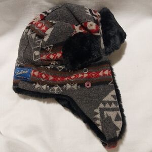 Pendleton 100% Wool Southwest Design Faux Fur Lined Trapper Hat